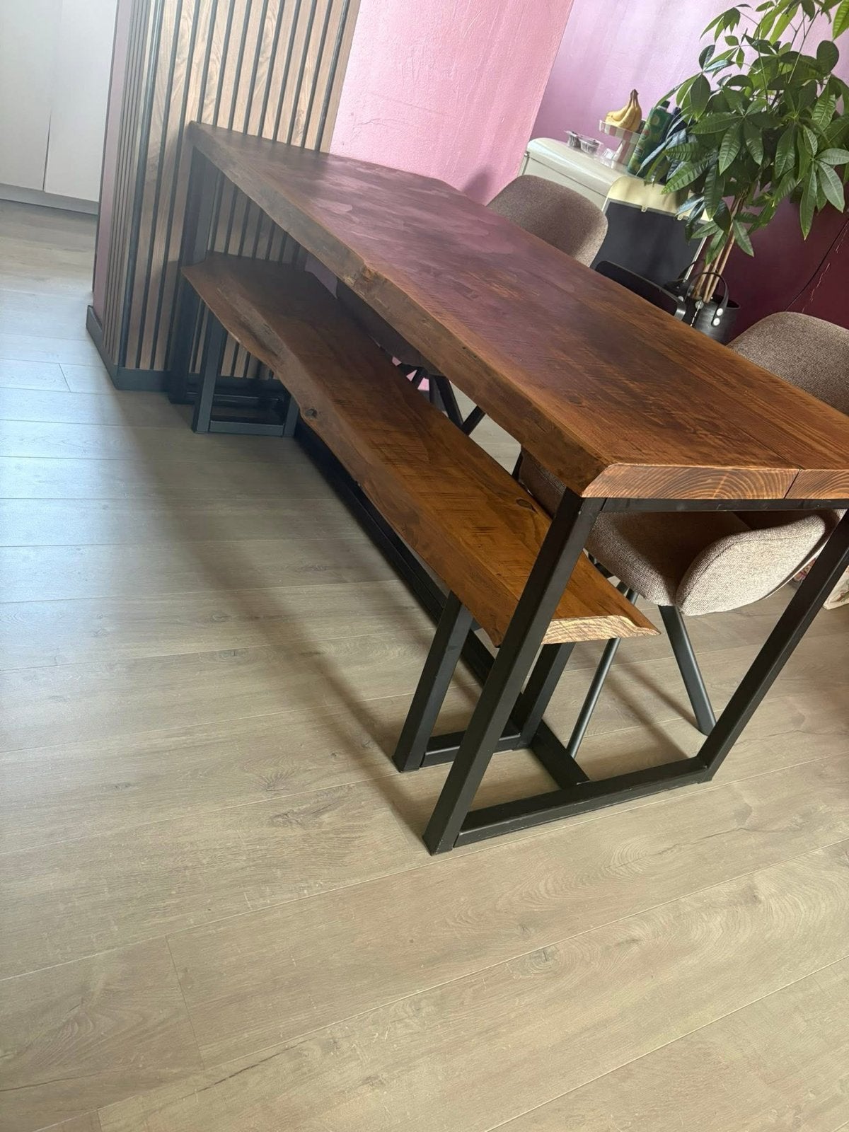 Complete Meubelset: Eettafel, Bank, TV-meubel en Plank, Huis en Inrichting, Tafels | Eettafels, Ophalen, 100 tot 150 cm, Industreel/ hout