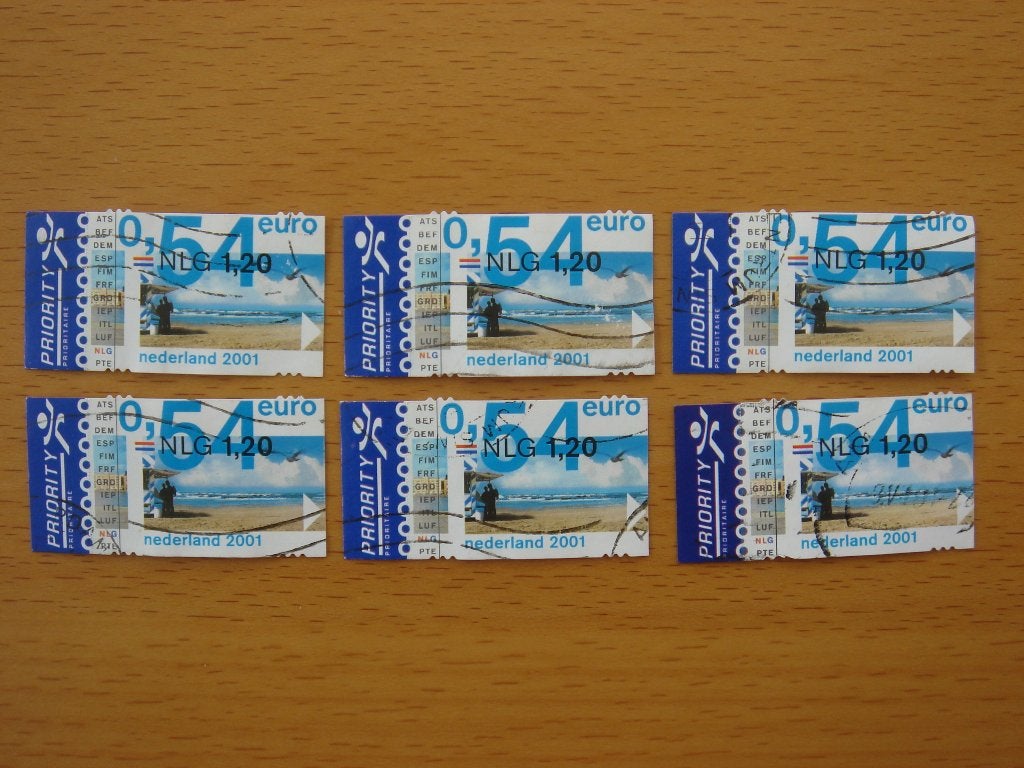 Eurozegels 2001 NVPH 1992 - 6x Invoering Euro Gestempeld, Postzegels en Munten, Postzegels | Nederland, Ophalen of Verzenden, Na 1940