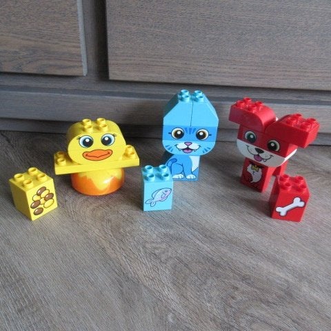 duplo dieren : eend, kat hond, Ophalen of Verzenden, Gebruikt, Complete set, Duplo