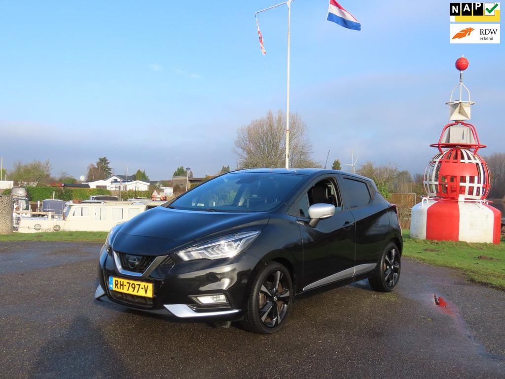 Nissan Micra 1.0L Acenta *Navi *Cruise *Camera *2e EIG, Stof, Gebruikt, Zwart, Origineel Nederlands