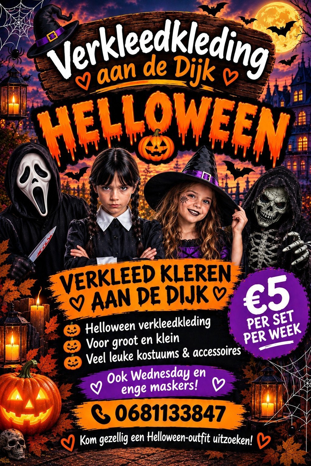 verkleed kleding helloween, Ophalen