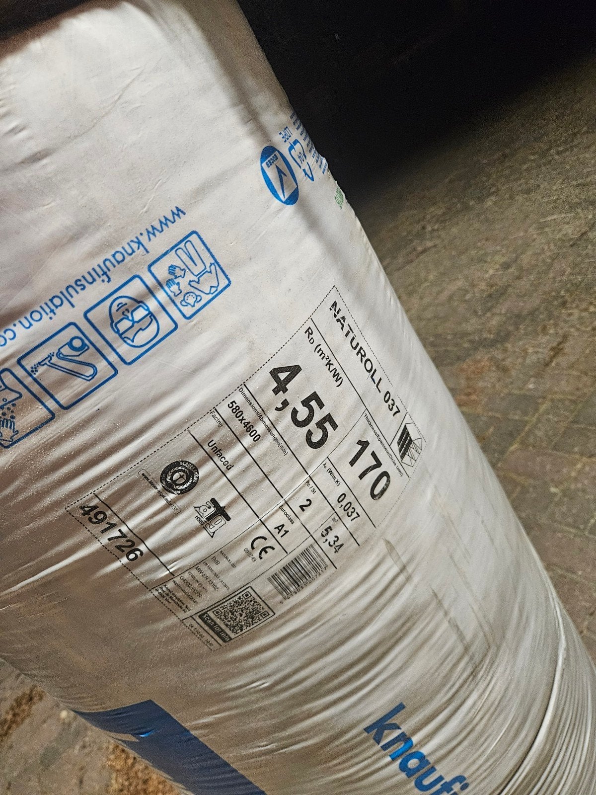 Knauf Naturoll 037 Glaswol Isolatie 170mm - Rd 4,55 (+ Re, Ophalen, 12 cm of meer, Nieuw, 15 m² of meer