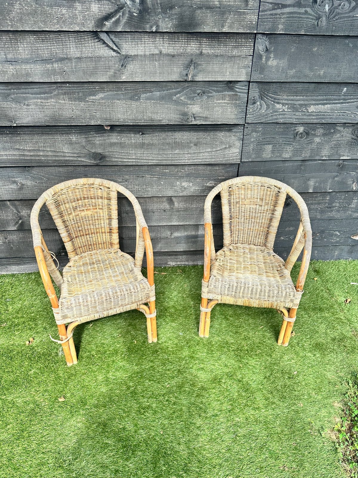 Set van 2 rotan kinderstoelen, Ophalen, Gebruikt, Twee, Overige kleuren