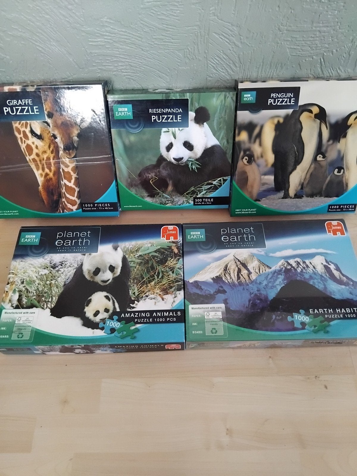 BBC Earth Puzzels - Giraffe, Panda, Pinguïn, Bergen € 15, Ophalen of Verzenden, Meer dan 50 stukjes, Zo goed als nieuw, 6 jaar of ouder