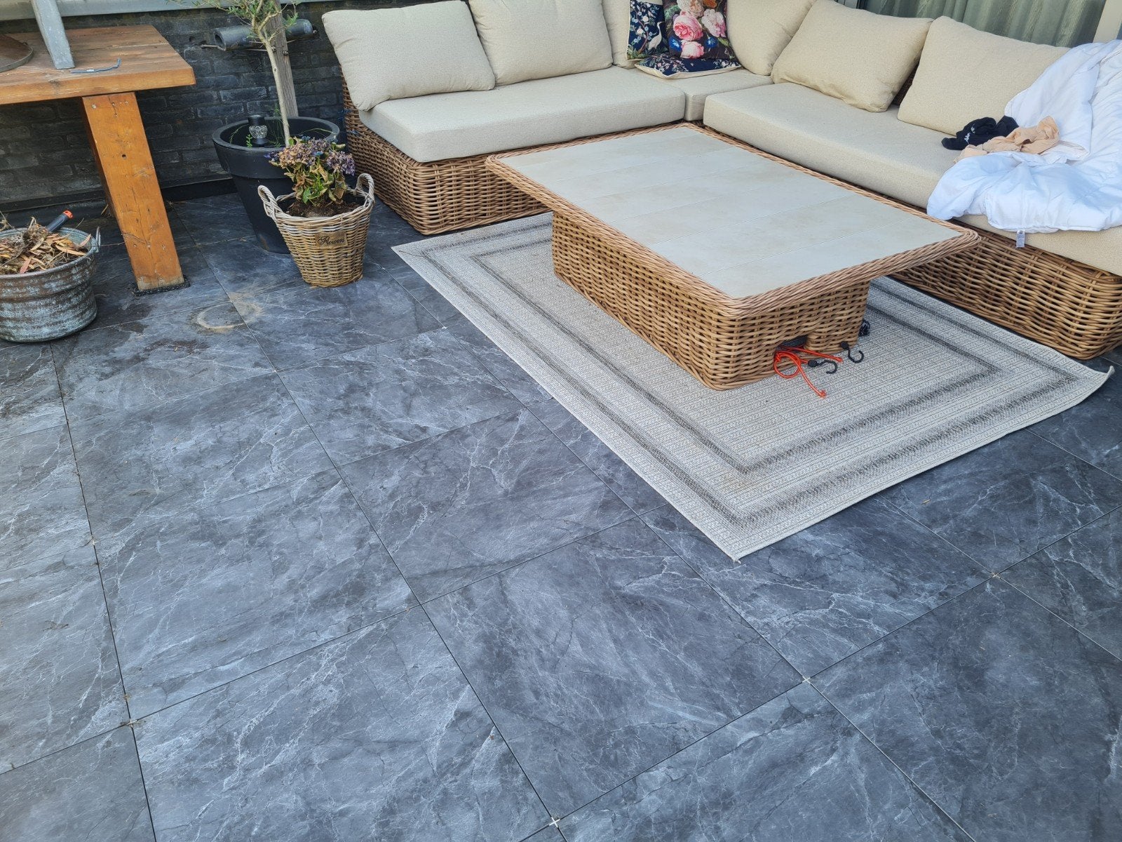Terrastegels 60x60 Keramisch - Grijs Marmerlook, Ophalen, Keramiek, Nieuw, 5 tot 10 m²