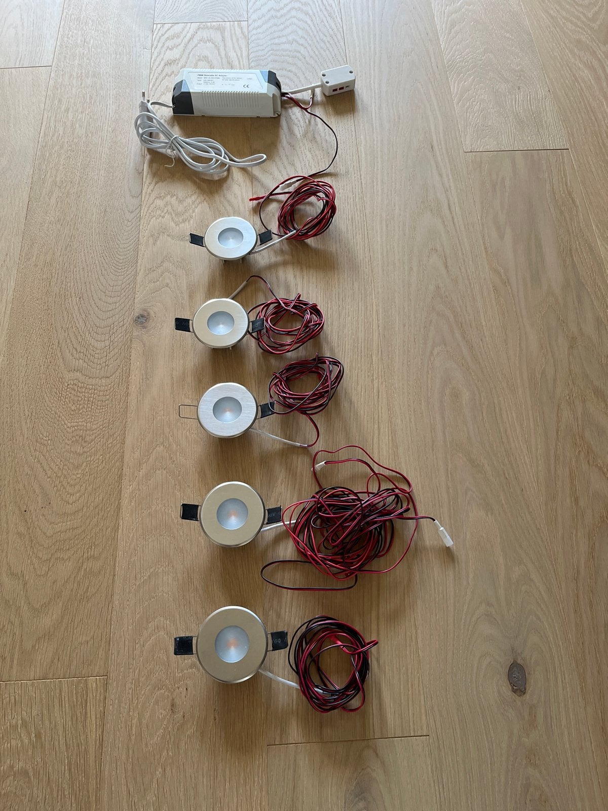 Set van 5 LED inbouwspots met adapter, Huis en Inrichting, Led-lamp, Dimbaar, Nieuw, Overige fittingen