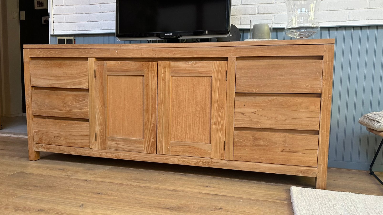 Dressoir teak 180 cm, Ophalen, Met deur(en), 150 tot 200 cm, Teakhout