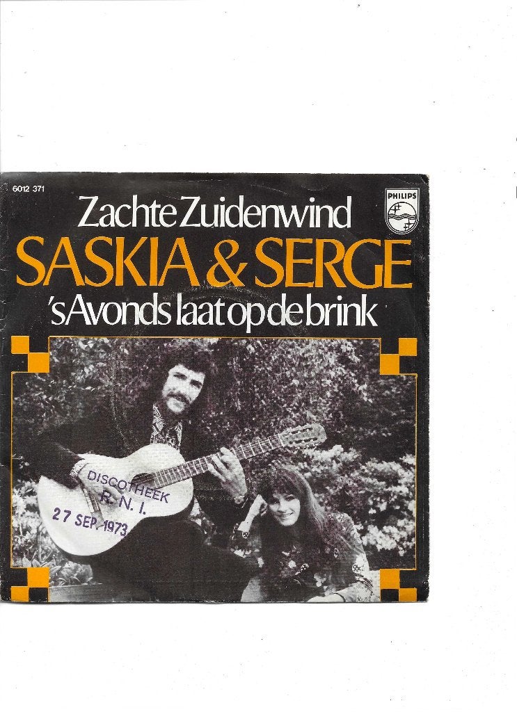Single Saskia & Serge - Zachte Zuidenwind, Ophalen of Verzenden, Gebruikt, 7 inch, Nederlandstalig