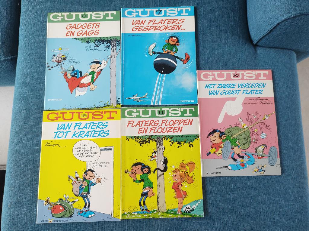 vijf guust flater stripboeken stripboek r5 7 11 15 0, Meerdere stripboeken, Ophalen of Verzenden, Gelezen