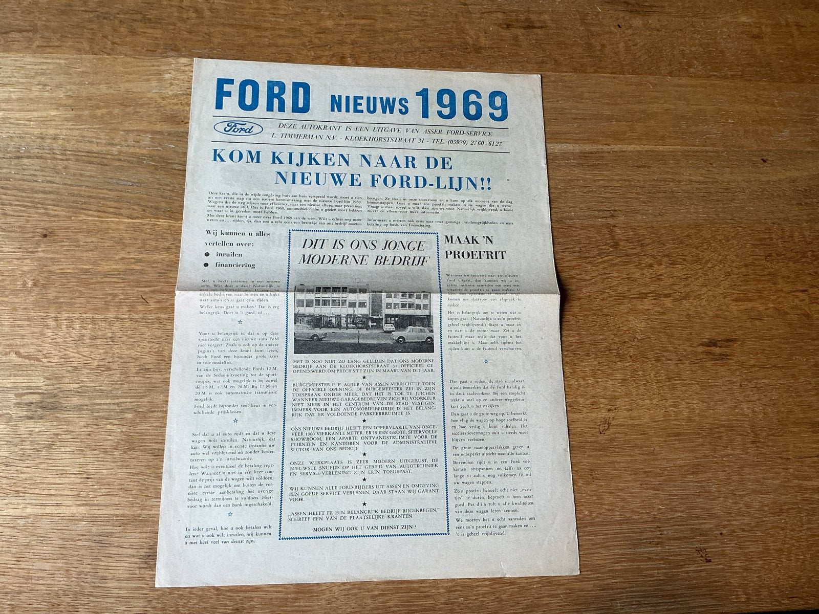 Ford Nieuws 1969 - Timmerman Assen opening, Ophalen of Verzenden, Gelezen, Ford