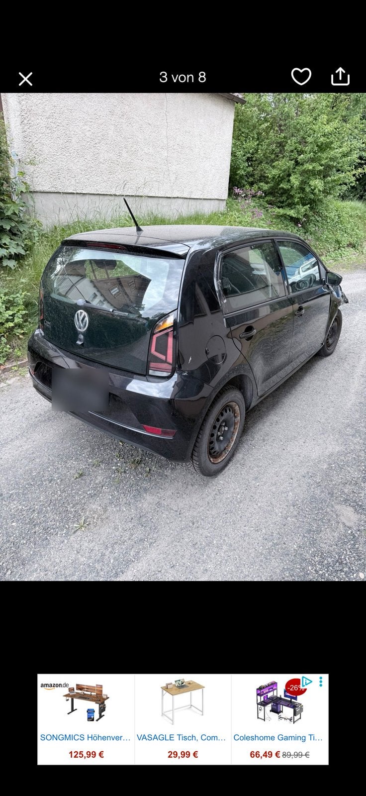 Volkswagen up deur deuren zwart lc9x 2012/2026, Ophalen, Volkswagen, Deur