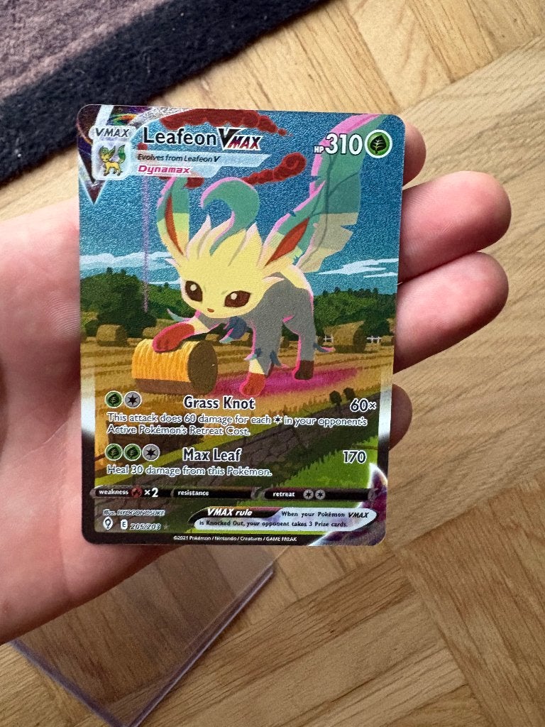 Leafeon #205 vmax evolving skies, Ophalen of Verzenden, Zo goed als nieuw, Losse kaart