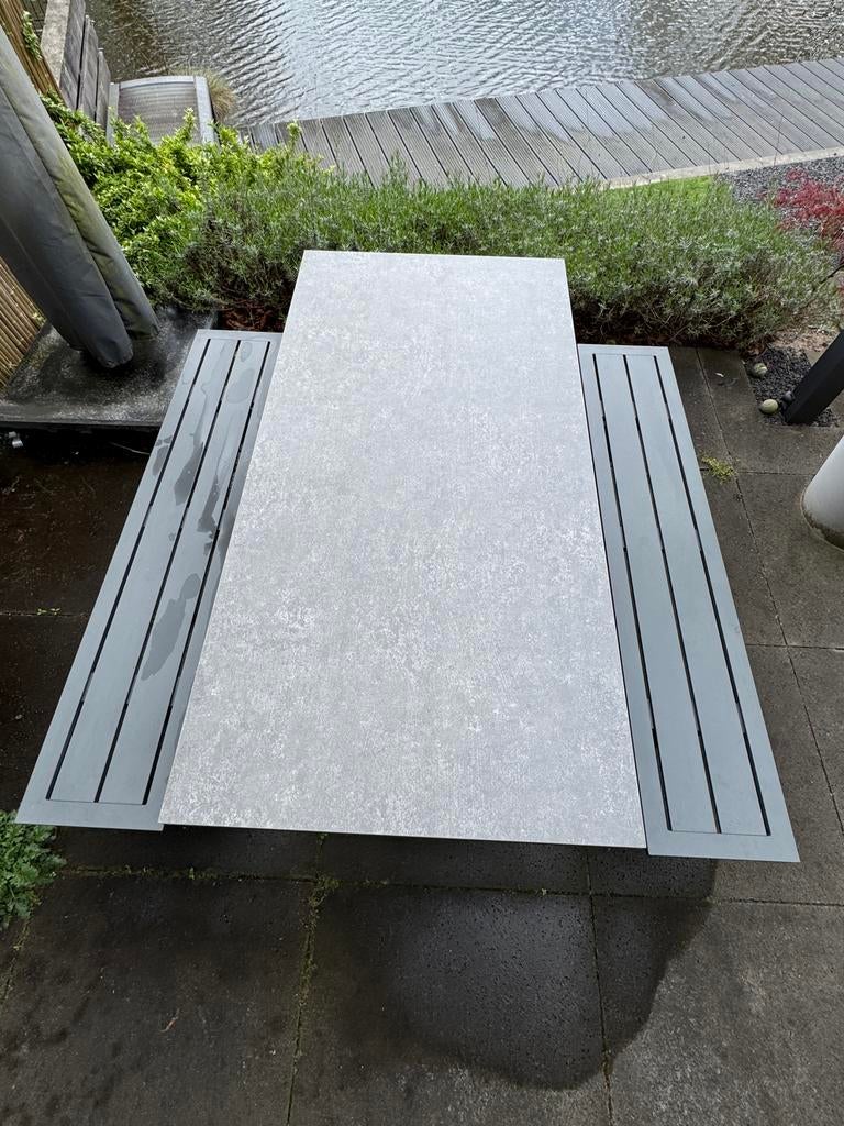 Aluminium picknicktafel met keramiek blad, Tuin en Terras, Ophalen, Gebruikt, Rechthoekig, Aluminium
