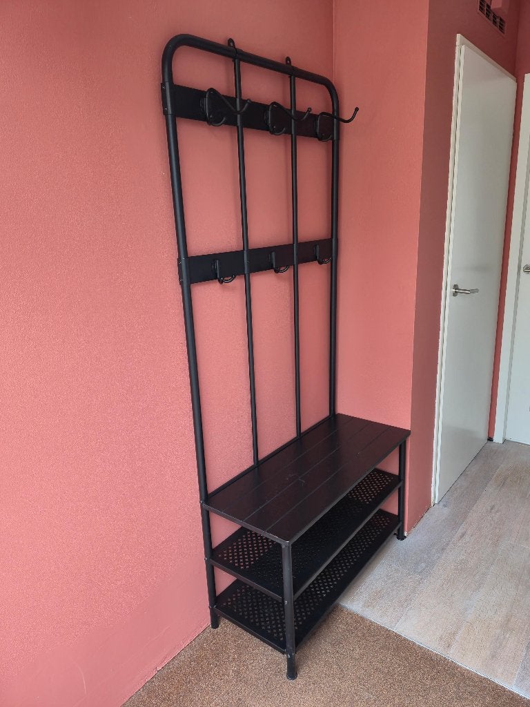Kapstok met bank en schoenenrek - Ikea NIPÅSEN - zwart, Gebruikt, Metaal, 150 tot 200 cm, Ophalen