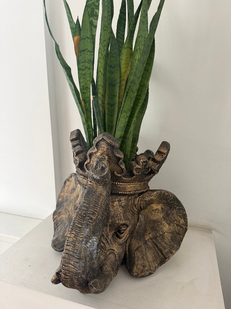 Decoratieve olifant planten pot - bruin/goud, Huis en Inrichting, Ophalen, Gebruikt, Goud, Vintage