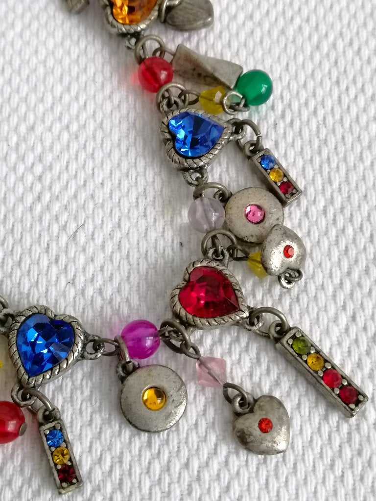 2 Leuke kettingen met strasjes - kleur en blanco, Overige materialen, Overige kleuren, Ophalen of Verzenden, Zo goed als nieuw