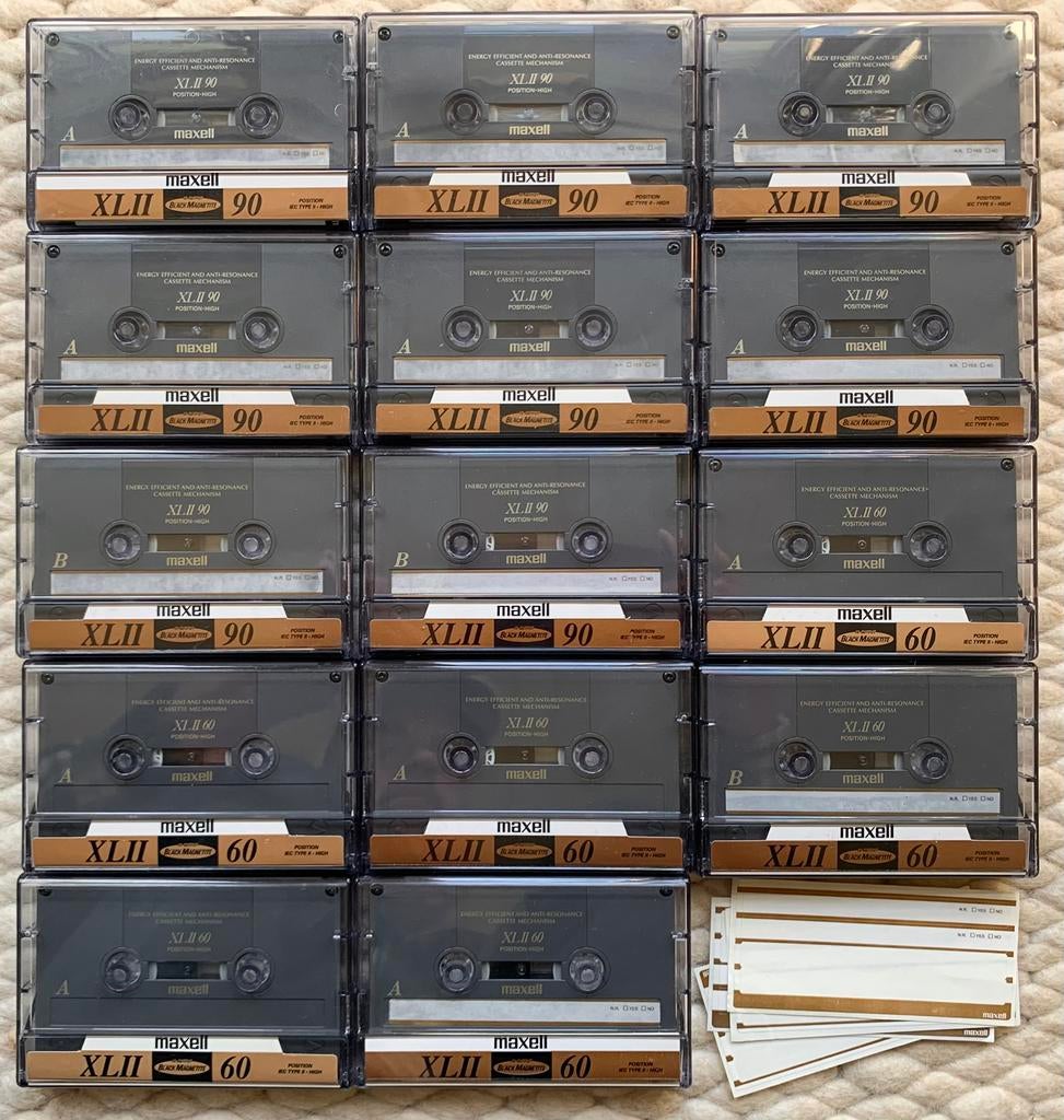 14 Maxell XLII-90 XLII-60 cassettebandjes XLII90 XLII60 XLII, Cd's en Dvd's, Cassettebandjes, Gebruikt, 2 t/m 25 bandjes, Ophalen of Verzenden