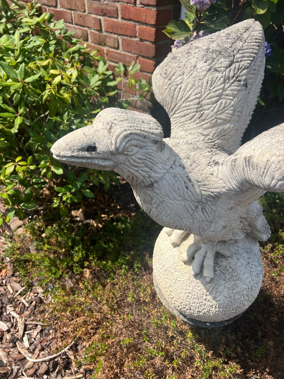Groot stenen vogelbeeld voor tuin, Ophalen, Gebruikt, Steen, Dierenbeeld