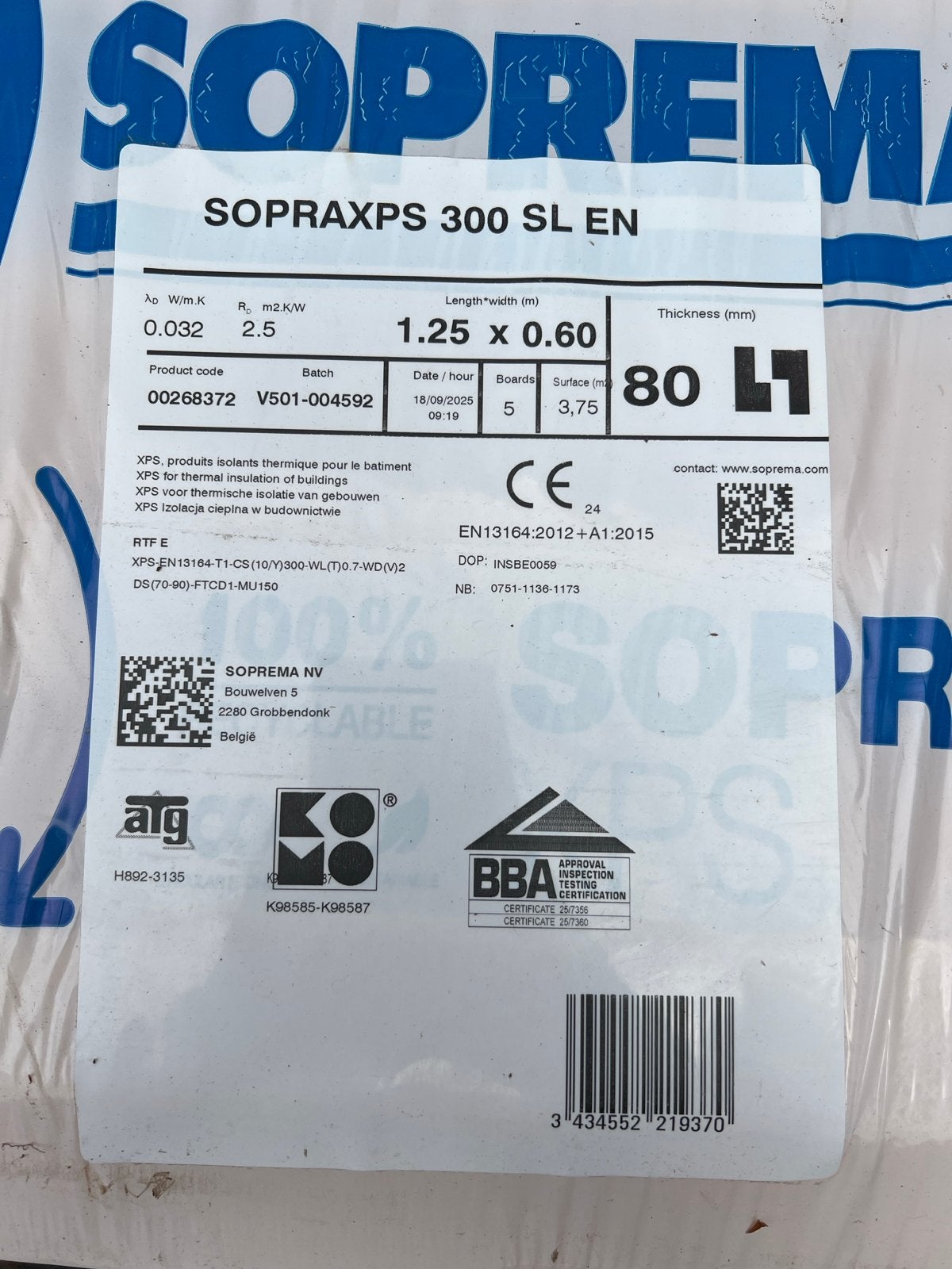 Soprema XPS Isolatieplaten - Diverse Diktes, Doe-het-zelf en Verbouw, Ophalen, Gebruikt, 5 tot 10 m², Hardschuim (Pir)