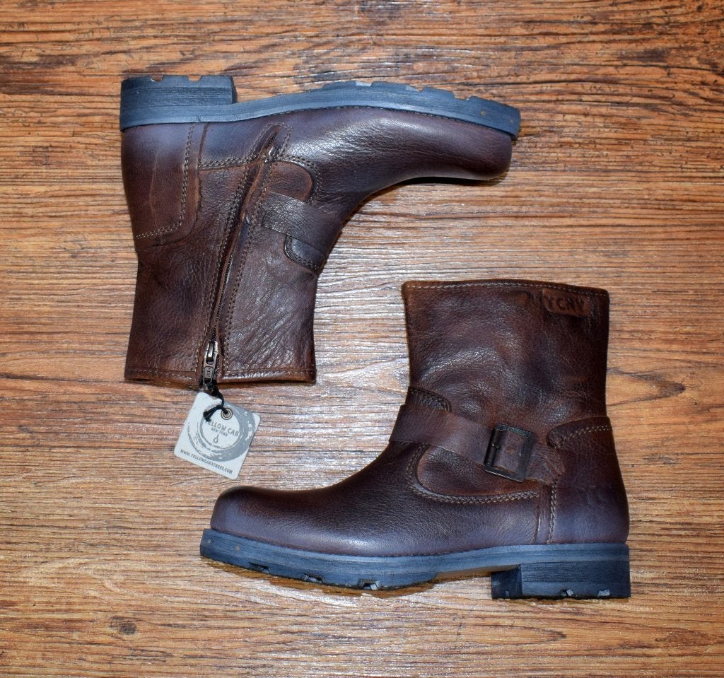 YELLOW CAB - leren biker boots cognac - maat 37, Kleding | Dames, Schoenen, Nieuw, Lage of Enkellaarzen, Bruin, Ophalen of Verzenden