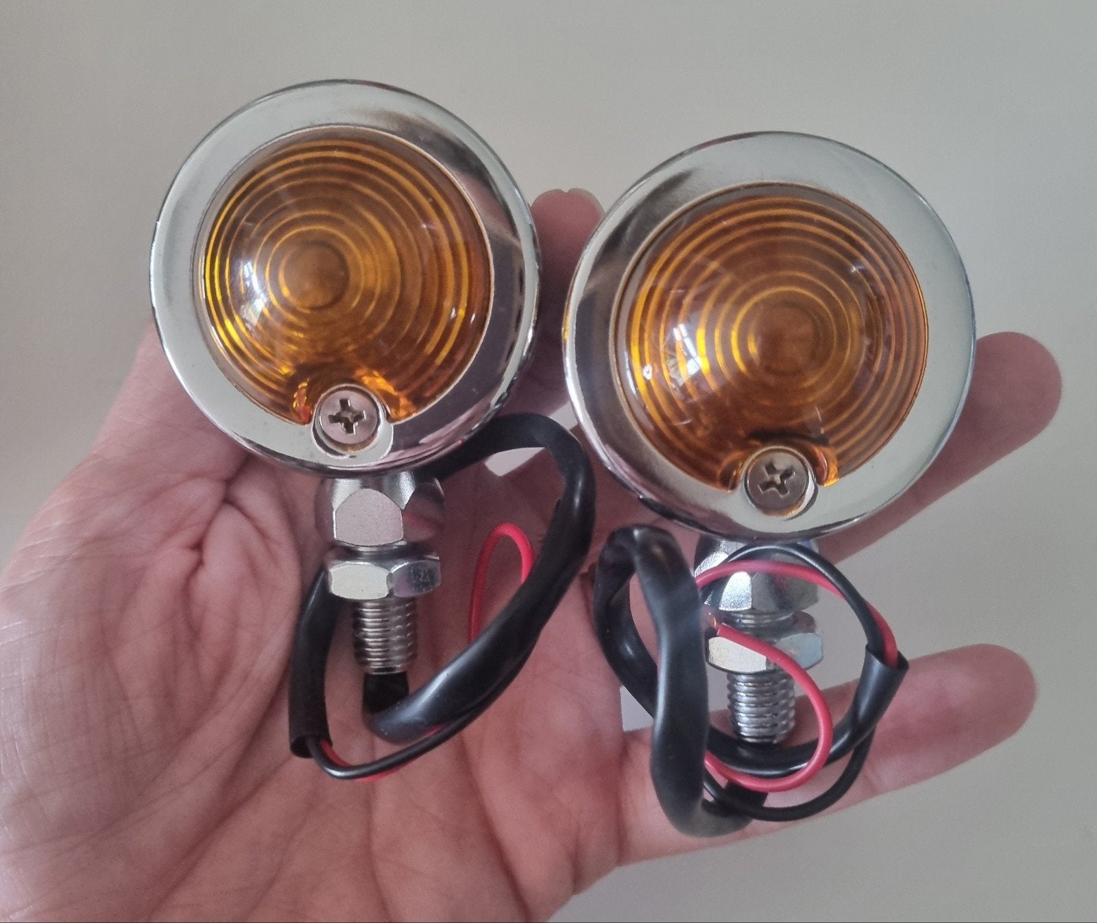 Knipperlichten set chroom oranje lens, motorfiets., Ophalen of Verzenden, Nieuw, Universele onderdelen