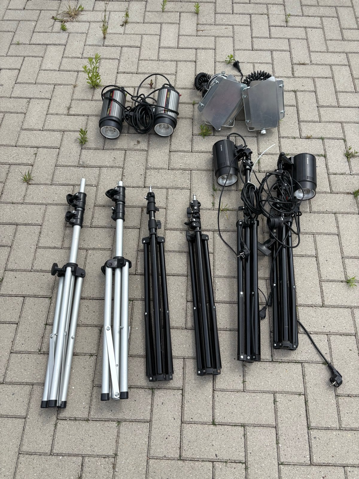 Complete studio flitsset met statieven en paraplu's, Overige merken, Gebruikt, Flitser, Mettle