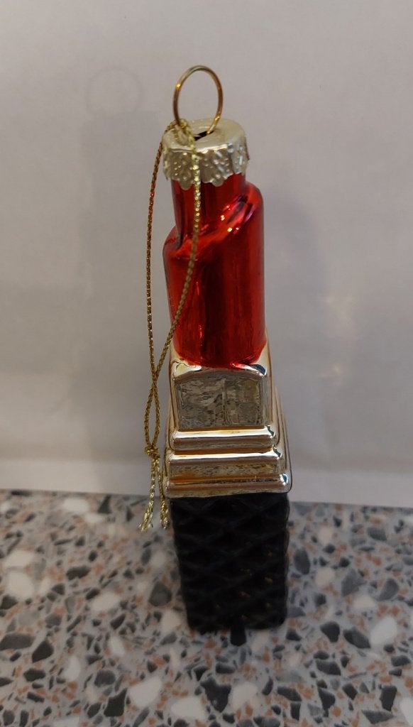 Kerstbal Kerstornament Lippenstift   , Ophalen of Verzenden, Zo goed als nieuw