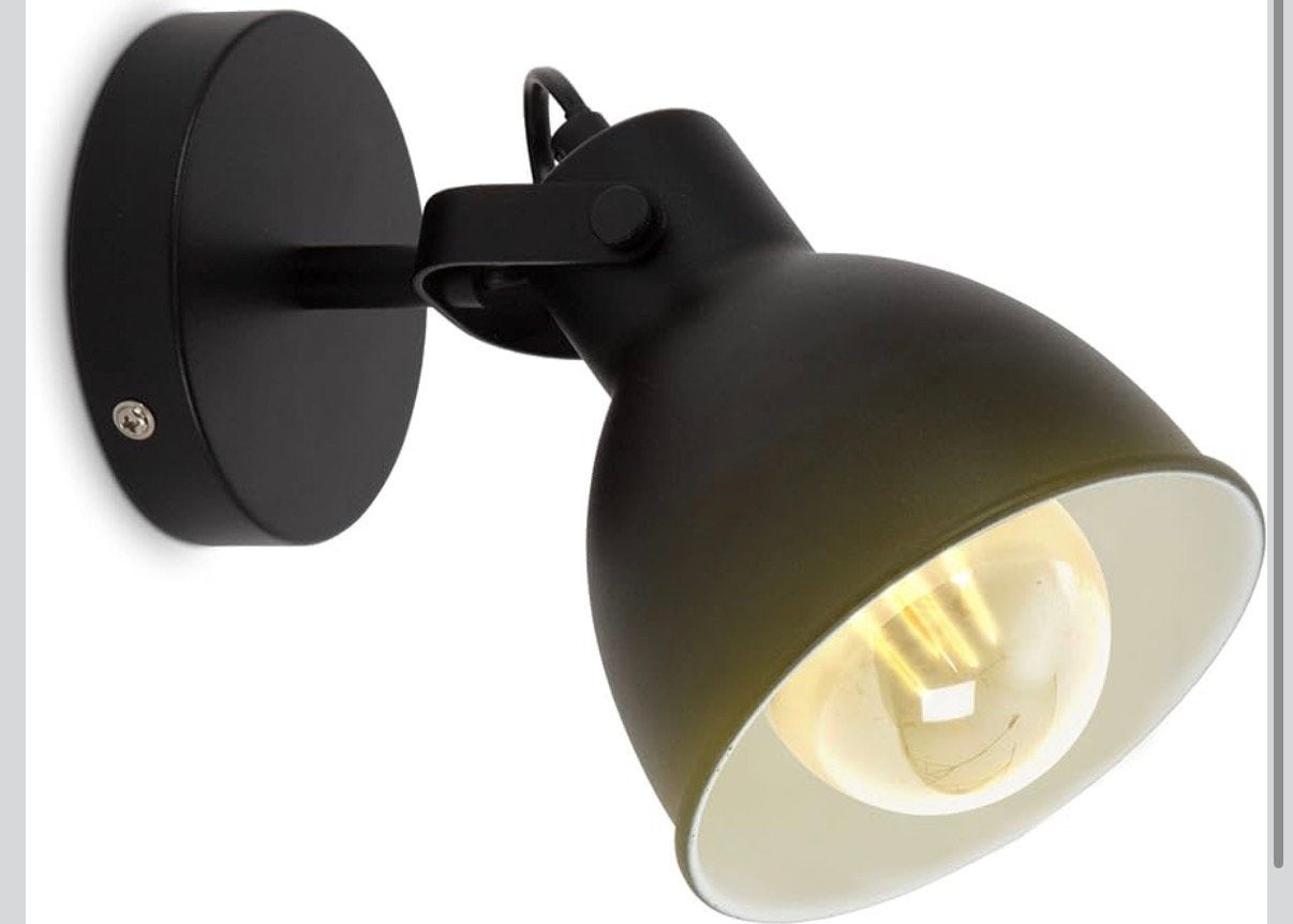 Wandlamp industrieel E27 fitting, Zwart, Nieuw, Wandlamp, E27 (groot)