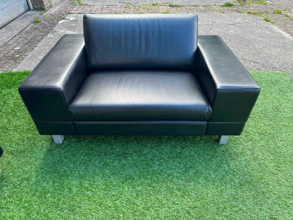 Bankstel Leolux Antipode 3zit bank+1,5 zit design zwart leer, Ophalen, Leolux, Geen, Pahest@hotmail.nl