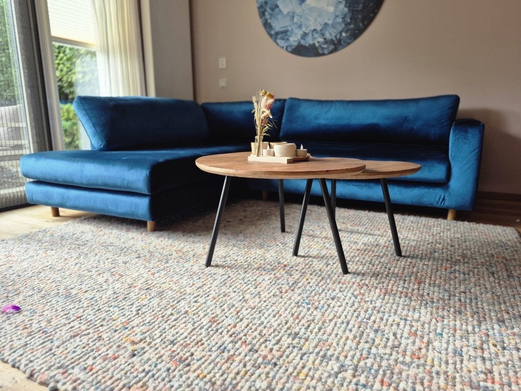 SOFACOMPANY Douglas hoekbank links – Velour Lux Petro, Ophalen, Hout, 250 tot 300 cm, Hoekbank