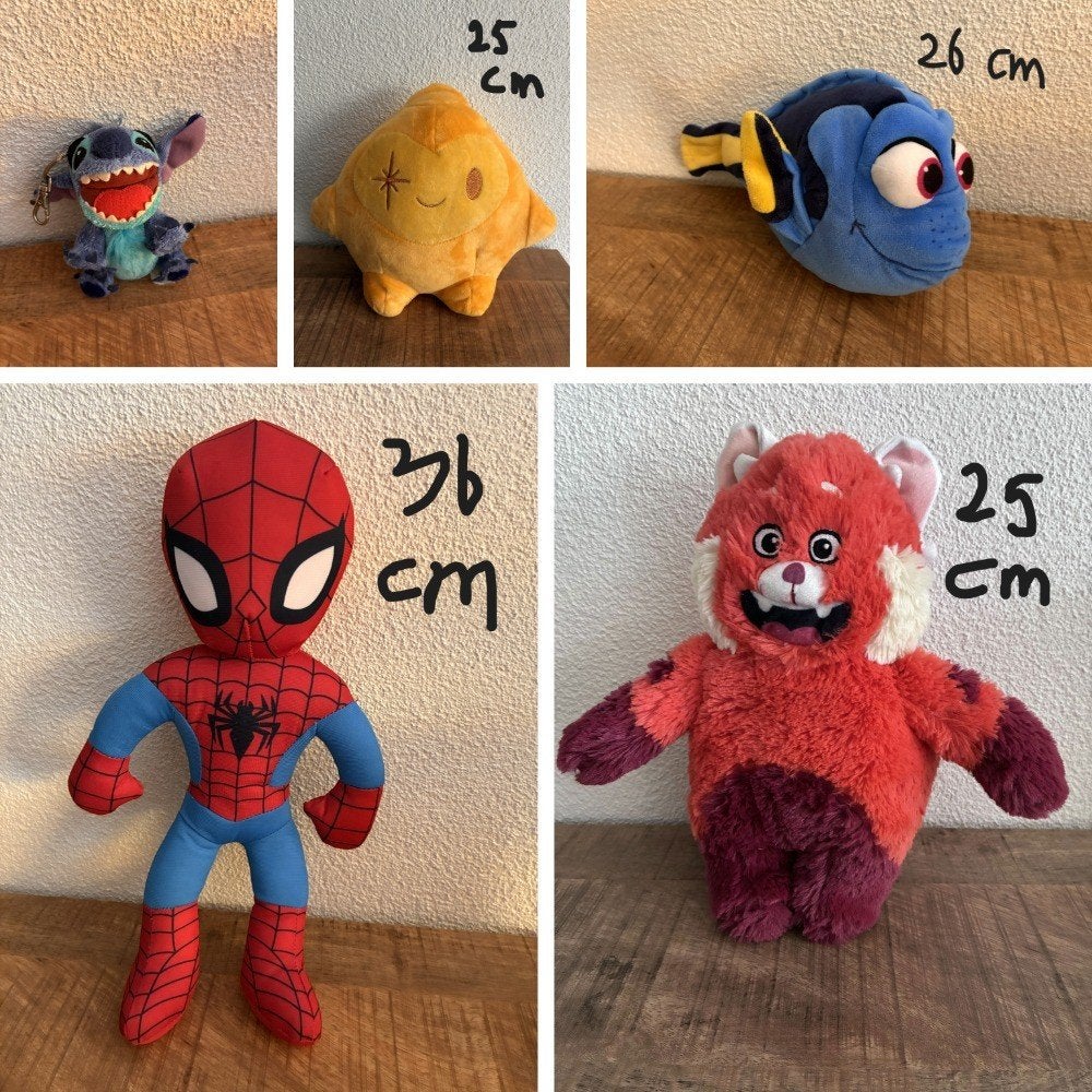 Disney, Stich, Spiderman knuffels. PRIMA & ZGAN. Zie foto's., Disney, Disney, Overige typen, Ophalen of Verzenden