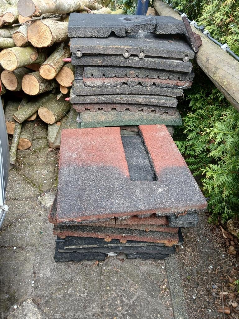 Rubber tegels of staltegels restanten van schoolplein., Ophalen, Zo goed als nieuw, Rubber, Overige typen