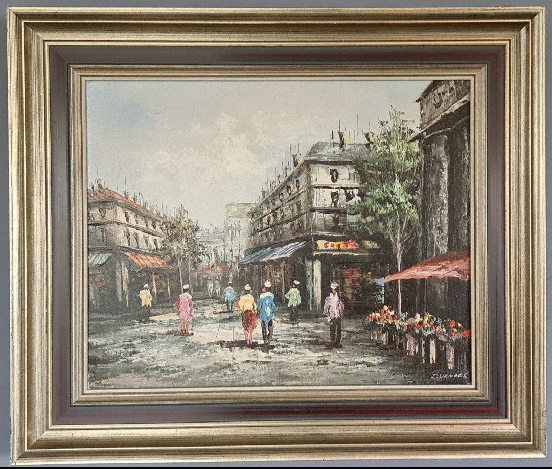 olieverfschilderij Caroline Burnett., Ophalen, Doek, Impressionistisch, Gesigneerd