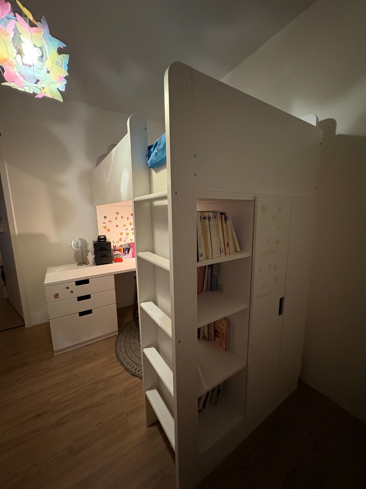 IKEA Hoogslaper 90x200 cm met Bureau en Kledingkast, Ophalen, Gebruikt, Eenpersoons, 200 cm
