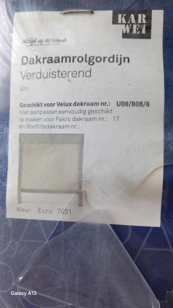 Verduisterend dakraam rolgordijn beige Velux U08/Fakro 17, Ophalen of Verzenden, Nieuw, Beige, 100 tot 150 cm