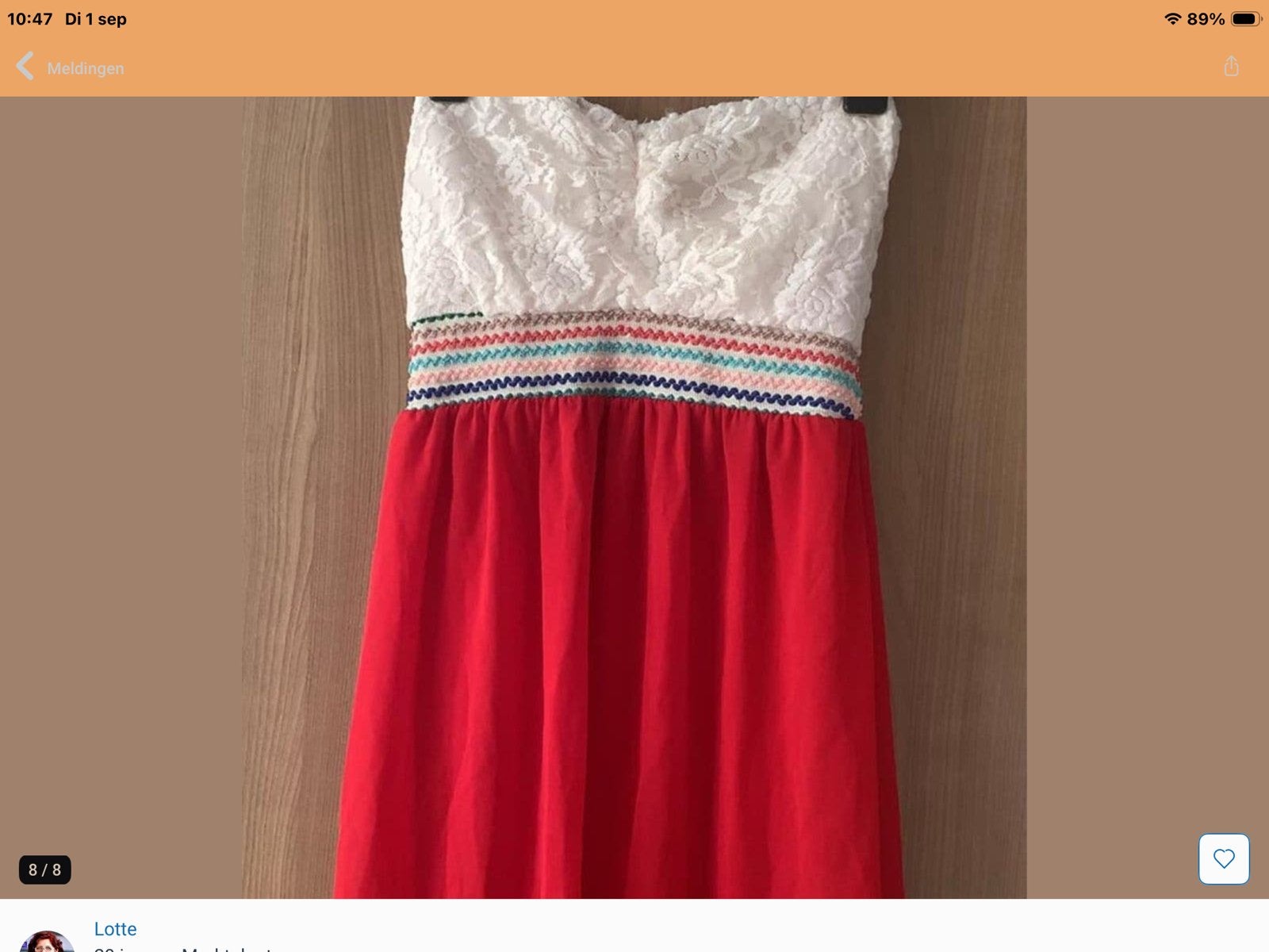 Strapless jurk wit/rood met gehaakte band maat S, Kleding | Dames, Wit, Nieuw, Ophalen of Verzenden, Maat 36 (S)