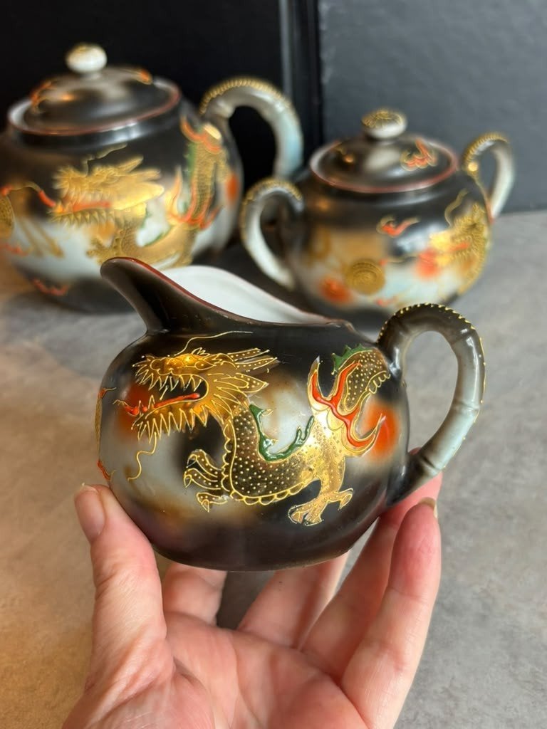 Prachtige antieke Japanse Dragonware theeset – Dai Nippon (c, Ophalen of Verzenden