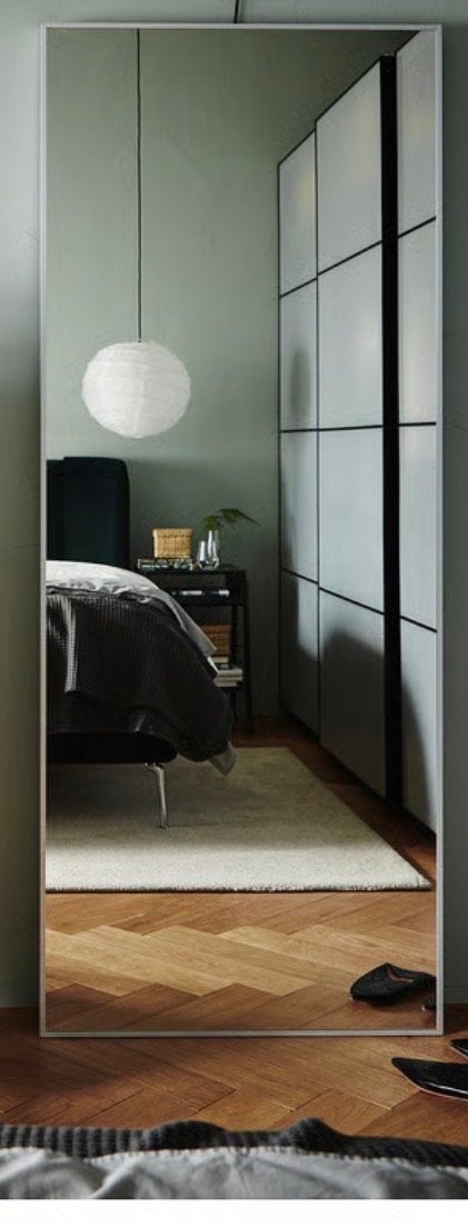 HOVET Spiegel, aluminium, 78x196 cm, Huis en Inrichting, Woonaccessoires | Spiegels, Ophalen, Gebruikt, 75 tot 100 cm, 150 tot 200 cm