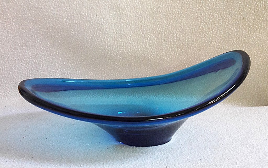 Per Lütken Holmegaard Deense Kristallen Schaal Blauw, Antiek en Kunst, Antiek | Glas en Kristal, Ophalen of Verzenden