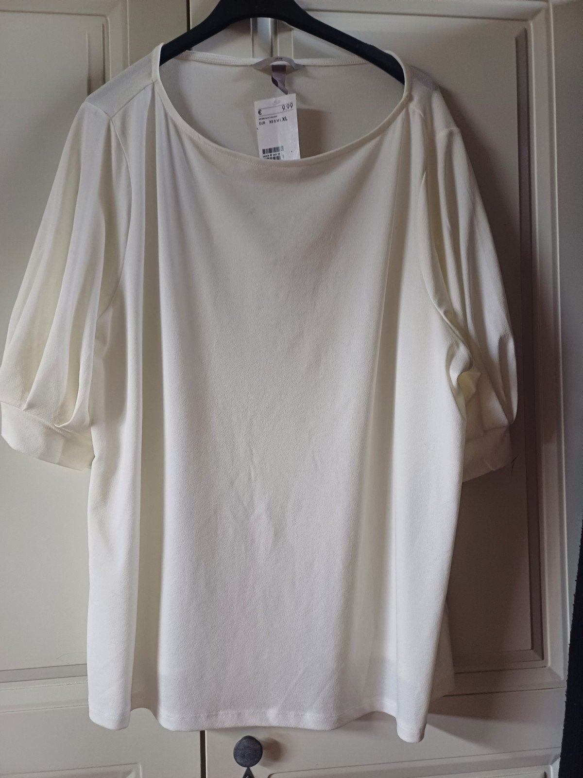 Effen wit shirt / top korte mouw, maat XL, H&M, Wit, Maat 46/48 (XL) of groter, Nieuw