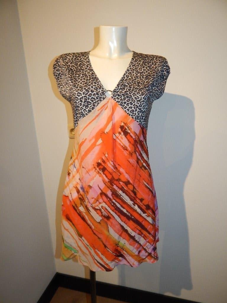 Marccain deels zijde tuniek leopard en kleuren print N5