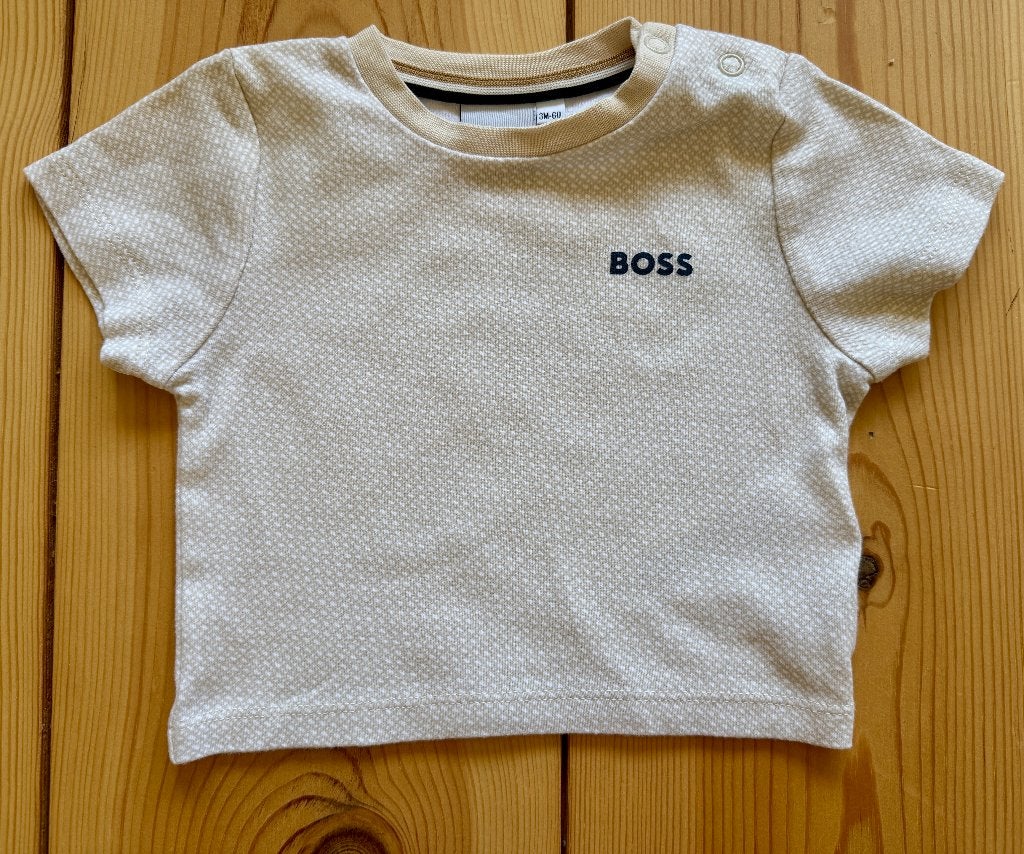 Hugo Boss Shirt Baby - Beige Creme - maat 60 (56 / 62), Ophalen of Verzenden, Zo goed als nieuw, Hugo Boss, Jongetje