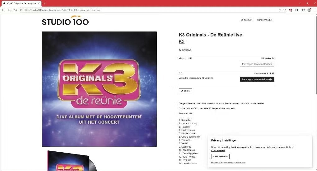 K3 Originals Live Concert Dubbel CD (lees omschrijving), Ophalen of Verzenden, Nieuw in verpakking