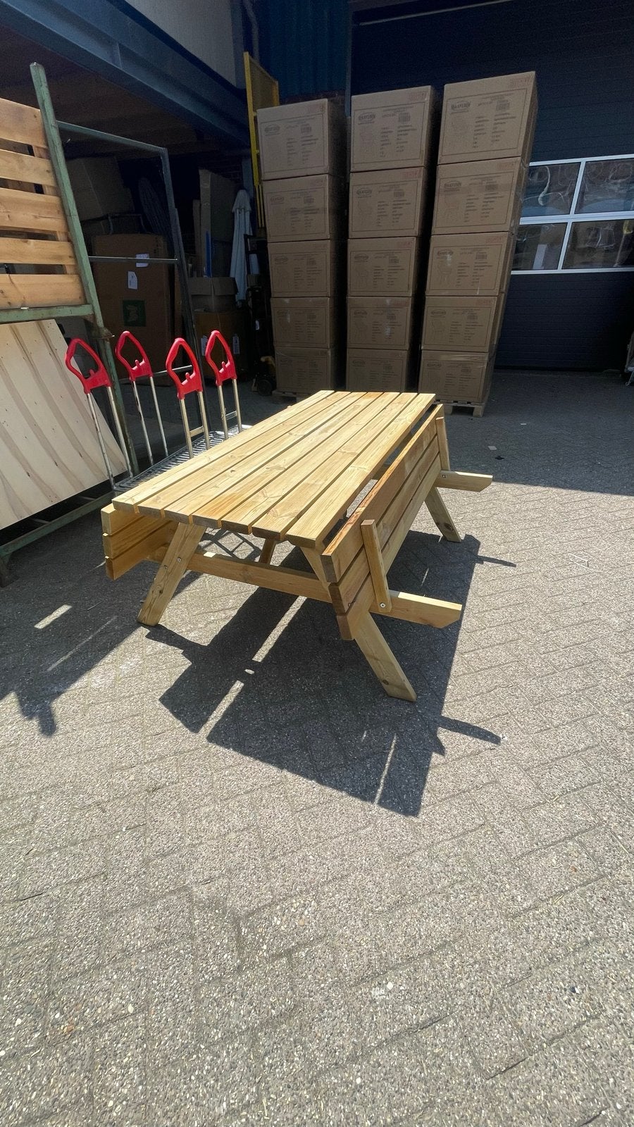 Picknickbanken met opklapbare zittingen - 177cm lang, Ophalen, Nieuw, Inklapbaar, Rechthoekig