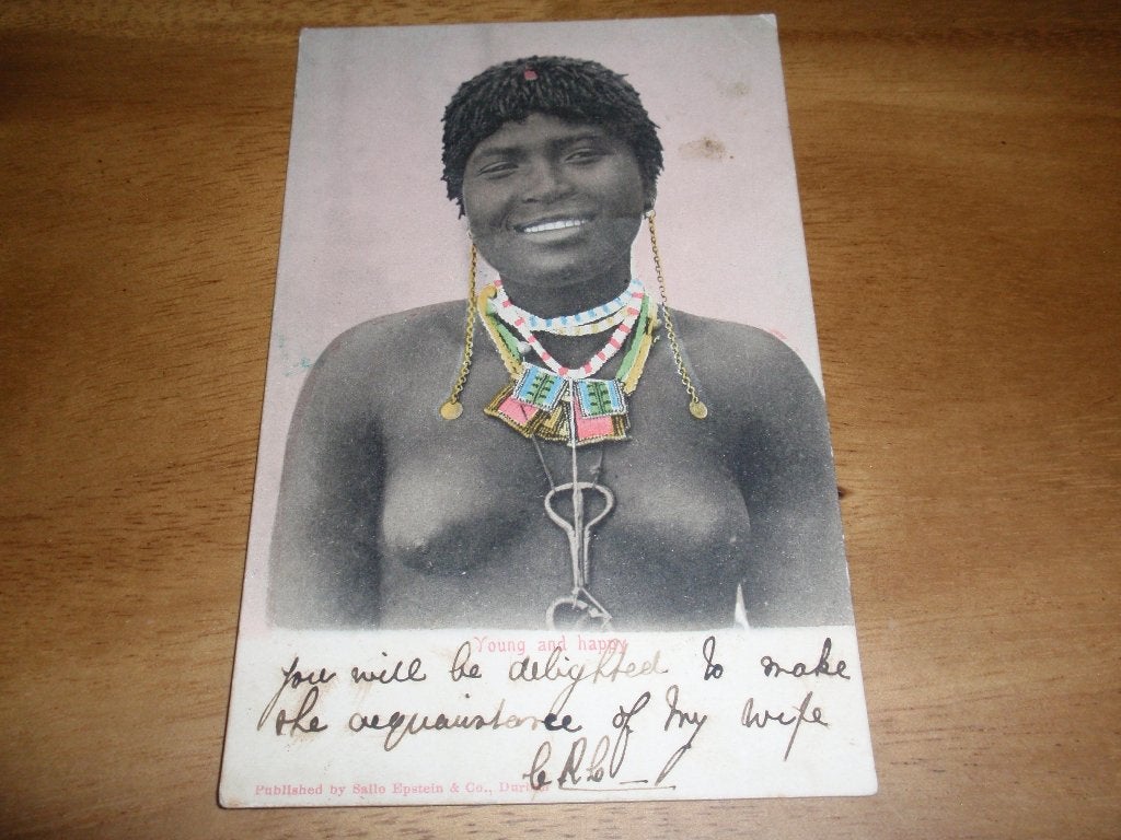 Afrika Young Happy Etnografie  Vrouw Naakt Koloniaal, Verzenden, Voor 1920, Gelopen, Cultuur en Media