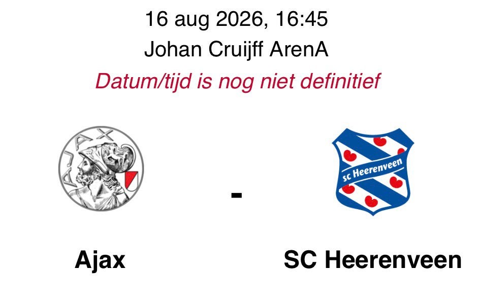 Ajax - SC Heerenveen zuid 2 boven de FSIDE, Tickets en Kaartjes, Sport | Voetbal, Eén persoon, September