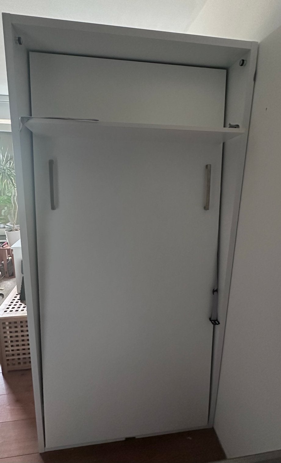 Witte eenpersoons opklapbed, murphybed, Huis en Inrichting, Slaapkamer | Bedden, Ophalen, Gebruikt, 90 cm, Eenpersoons