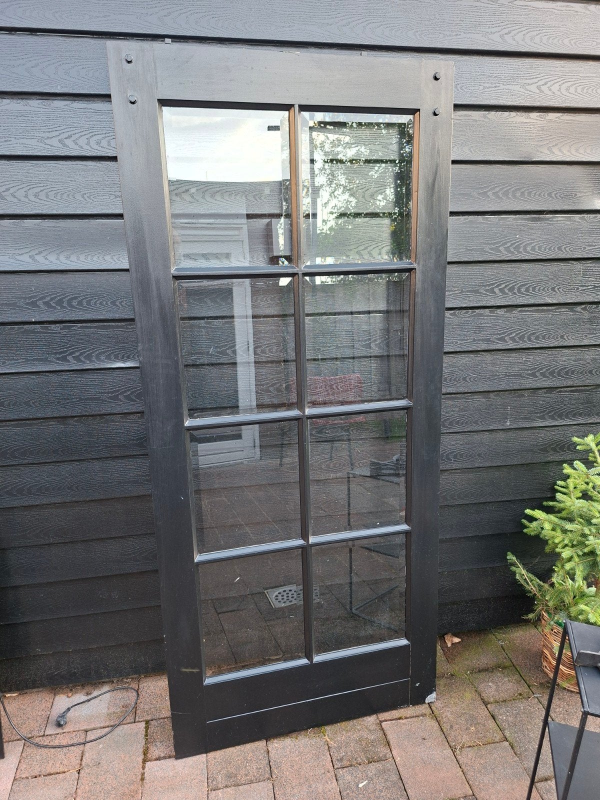 Schuifdeur met rails en benodigdheden, 92x208 cm, 8 ruiten, Ophalen, Gebruikt, 80 tot 100 cm, Binnendeur