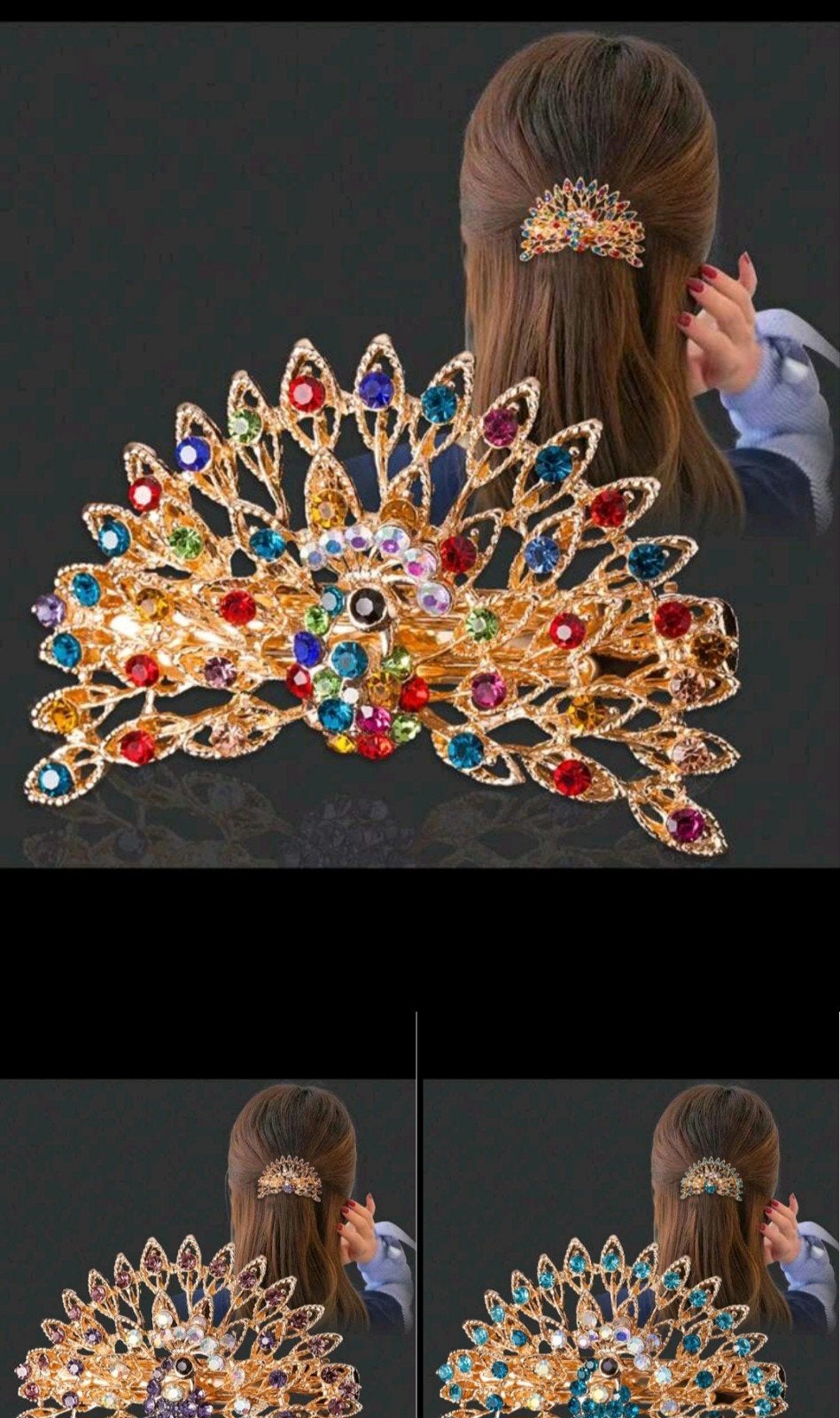 Nieuwe Haarspeld Pauw Design met Kristallen - Per Stuk, Ophalen, Nieuw, Haarspeld