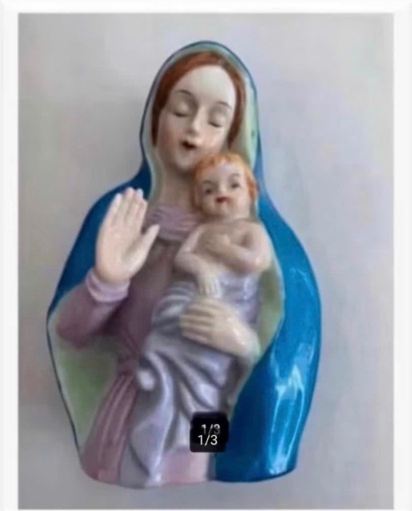 Porseleinen Maria beeld met Jezus, 14 cm hoog, Ophalen of Verzenden